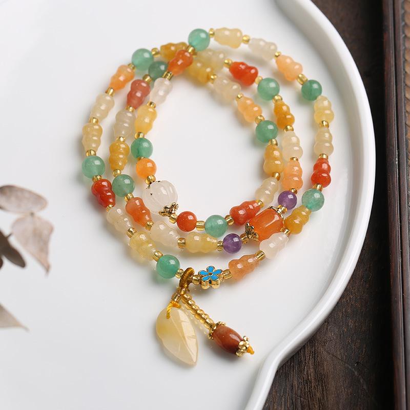 Temple Natural Xinjiang Pumpkin Beads Bracelet Couple Retro Ethnic Style Gourd Pumpkin Jinsi Jade Bracelet