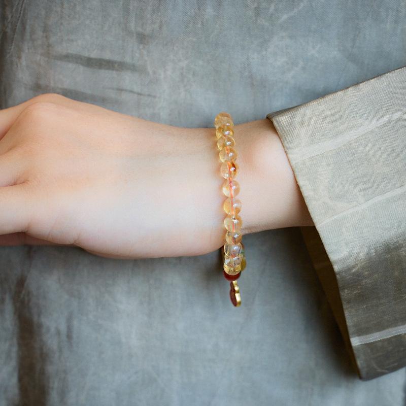 Natural 6MM Yellow Crystal Bracelet for Women Five Strands Auspicious Ruyi Crystal Bracelet High-end Feel Best Friend Gift Wholesale