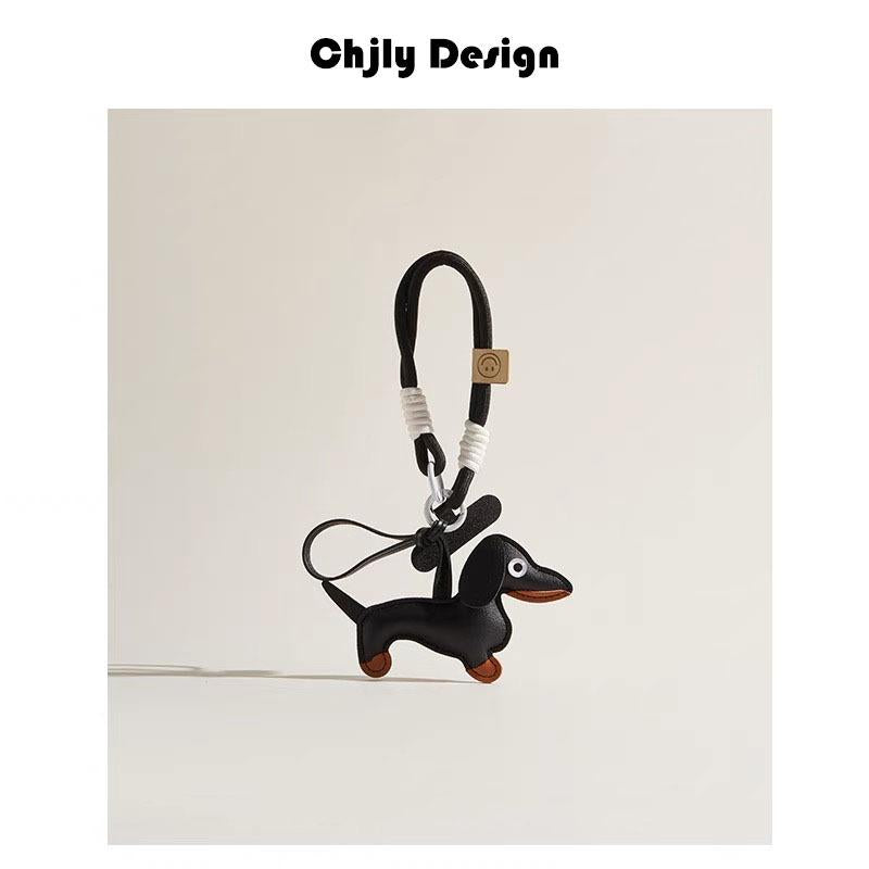 Woven Anti-Lost Short Rope Dachshund Dog Bag Pendant Phone Lanyard Car Keychain Little Pegasus Pendant