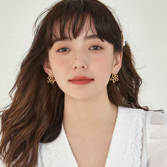 Non-Pierced Ear Clips Monet Garden Hollow Flower Earrings Fashion French Style Elegant Girl Versatile Simple Light Luxury Ear Clips