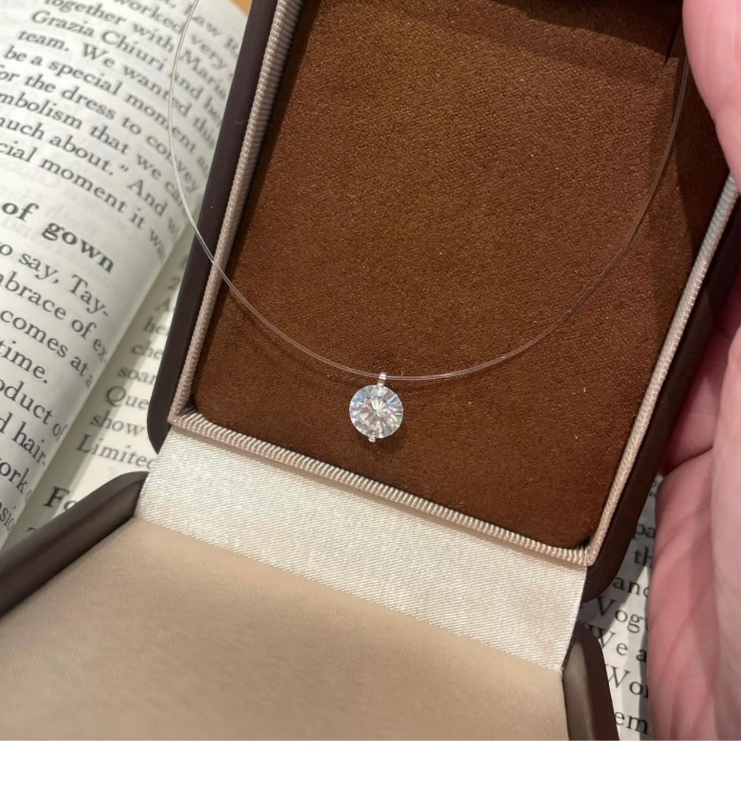 Mermaid Tears Necklace Ladies New Moissanite Invisible Fishing Line Minority All-Match Sterling Silver Clavicle Chain