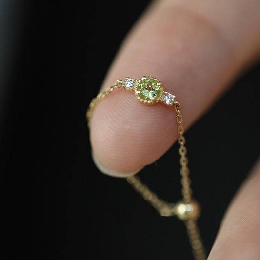 S925 Little Jasmine Gold Olive Adjustable Chain Pure Silver Ring for Women Japanese Style Niche High-end Jewelry