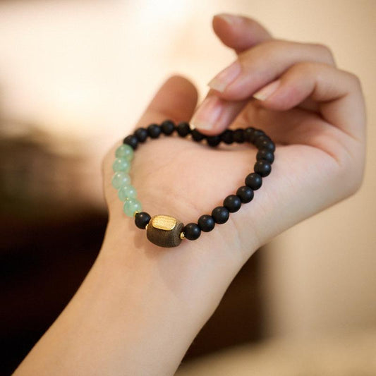 Half Mountain Half Water Soil Agarwood Green Dongling Five Strands Bracelet Niche High-end Bracelet Gift Live Streaming Source