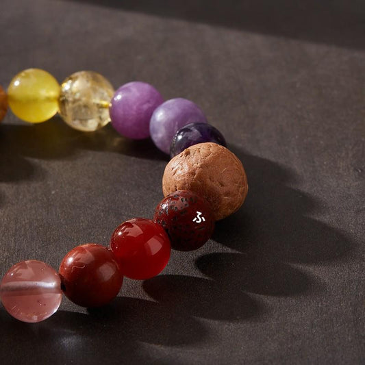 Lingyin Eighteen Seeds Bracelet Nine Purple Fire Eighteen Seeds Design Bracelet Natural Gemstone Multi-Treasure Bracelet