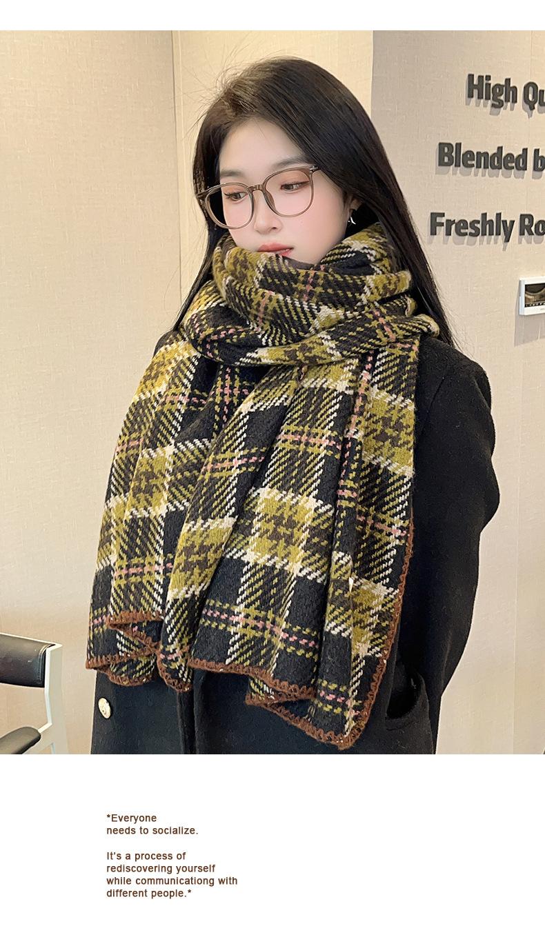 Autumn Winter Warm Scarf for Women British Christmas Plaid Red Scarf Retro Versatile Couple Shawl Neck Warmer