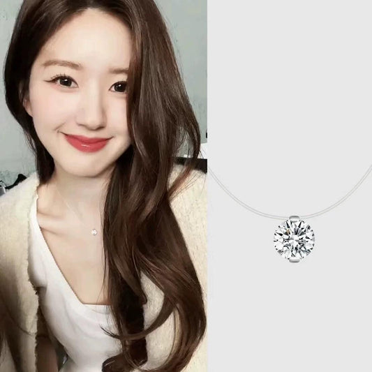 Mermaid Tears Necklace Ladies New Moissanite Invisible Fishing Line Minority All-Match Sterling Silver Clavicle Chain