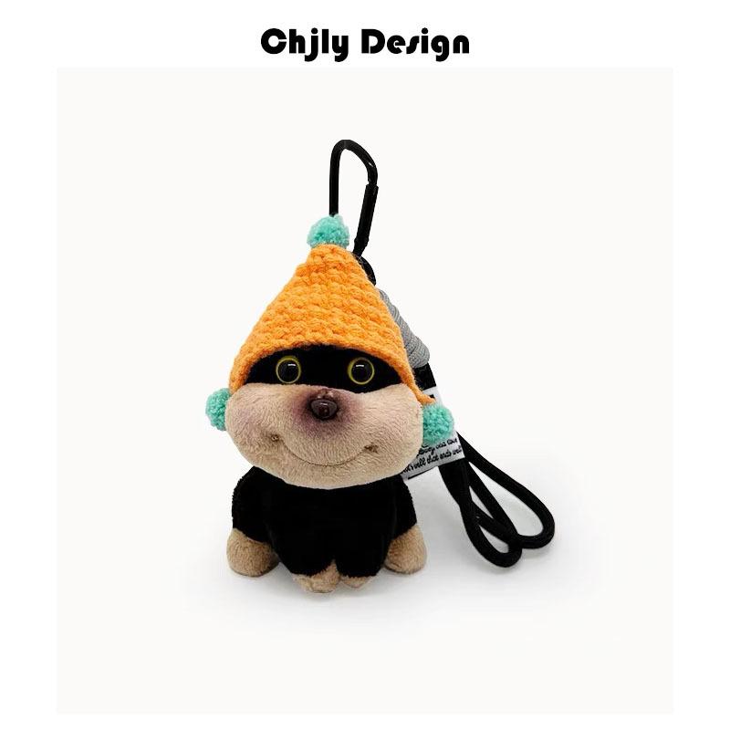 Bee Puppy Backpack with Hat Plush Doll Pendant Bag Pendant Bag Decoration Couple Funny Keychain Doll