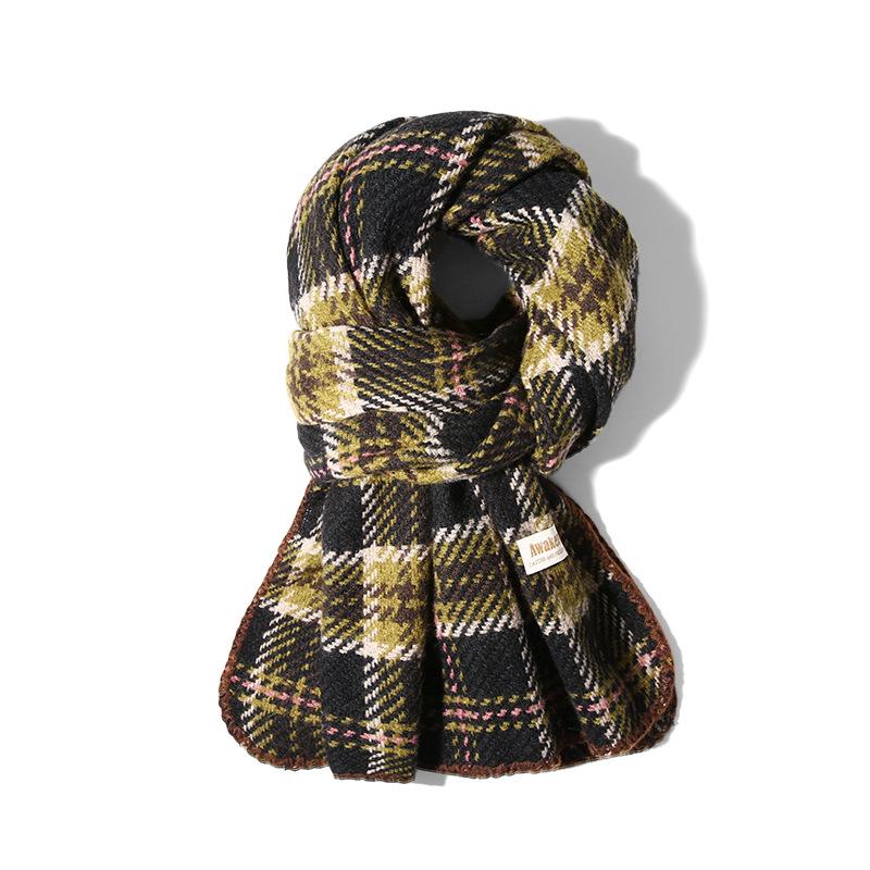 Autumn Winter Warm Scarf for Women British Christmas Plaid Red Scarf Retro Versatile Couple Shawl Neck Warmer