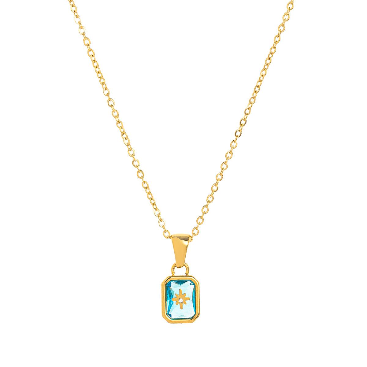 Titanium Steel High Color Retention European and American New North Star Birthstones Necklace 12 Birthday Crystal XINGX Clavicle Pendant Necklace