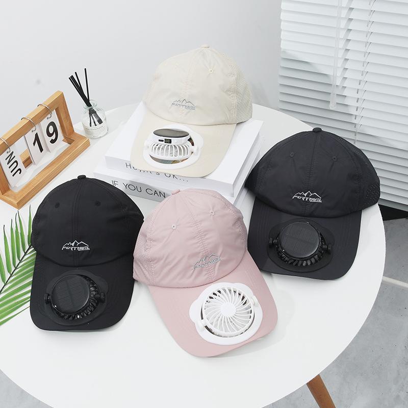 Summer Solar Charging Digital Display Fan Outdoor Quick-Dry Sunshade Sun Protection Wide Breathable Brim Hat Baseball Cap