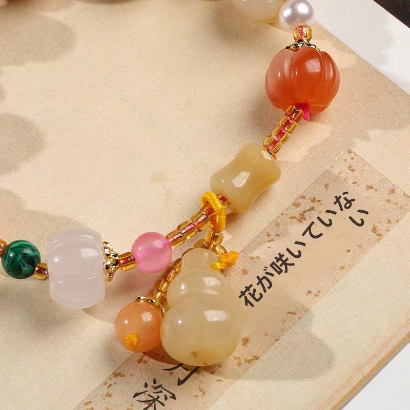 Temple Natural Xinjiang Pumpkin Beads Bracelet Couple Retro Ethnic Style Gourd Pumpkin Jinsi Jade Bracelet