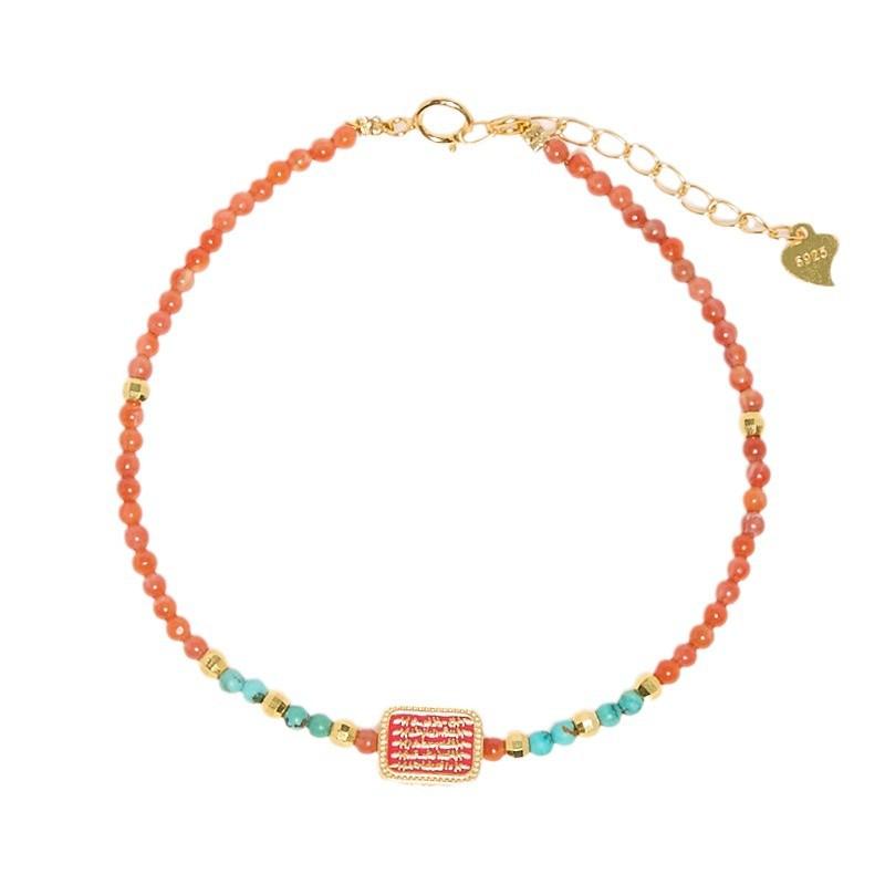 New Chinese Style 2025 Year of the Snake Xiaomi Bead Bracelet for Women, Auspicious South Red Agate Five-Strand Bracelet for Snake Zodiac Year