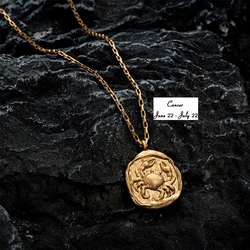 Twelve Constellation Pendant Necklace Furnace Vacuum Electroplating 18k Gold 12 Constellations