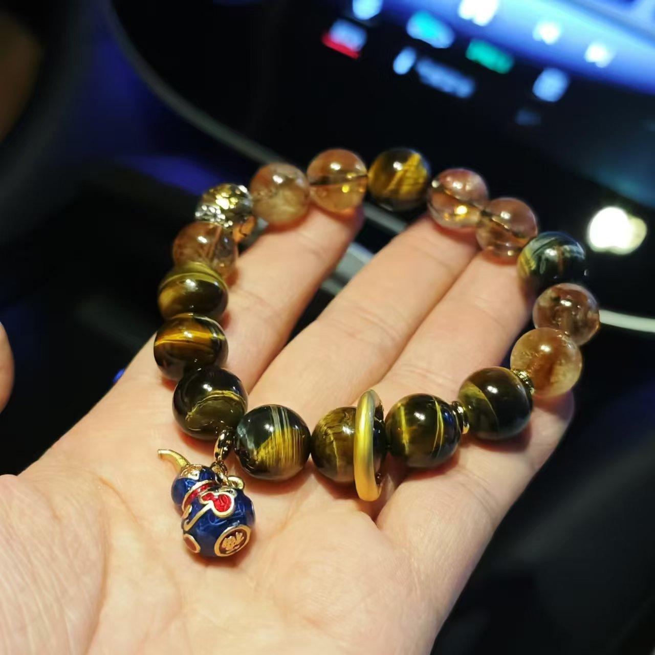 Black Myth Sun Wukong Natural Tiger Eye Stone Bracelet Obsidian Cultural Play Bracelet Personalized Gift for Men