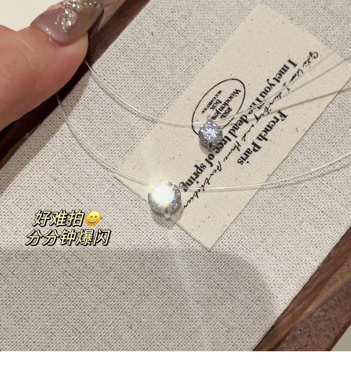 Mermaid Tears Necklace Ladies New Moissanite Invisible Fishing Line Minority All-Match Sterling Silver Clavicle Chain
