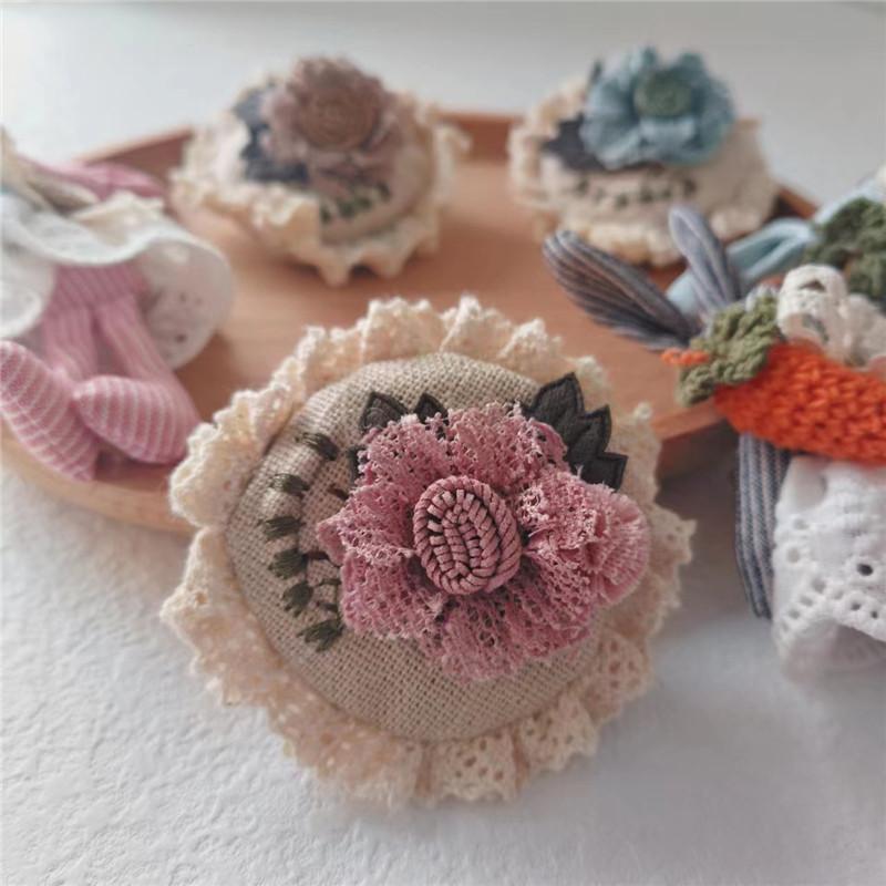 Spring Summer Fabric Flower Brooch Japanese Style Fresh DIY Small Pendant Cute Bag Animal Accessories Hair Clip Accessories