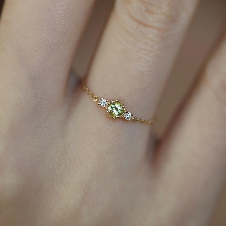 S925 Little Jasmine Gold Olive Adjustable Chain Pure Silver Ring for Women Japanese Style Niche High-end Jewelry