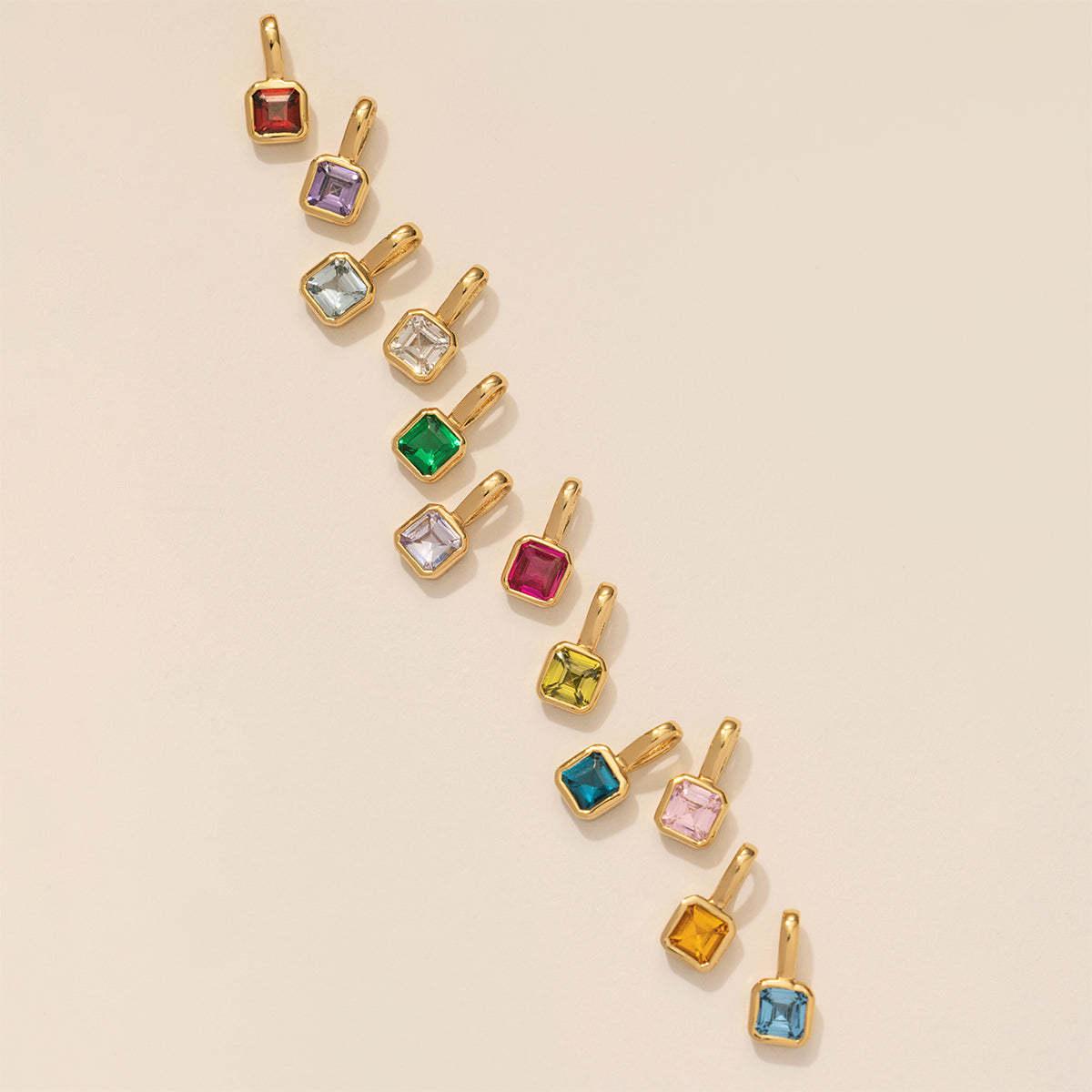 Titanium Steel Color Retention Colorful 12 Birthstone Pendant DIY Accessories Women Twelve Birthstone Cubic Zirconia Pendant Clavicle
