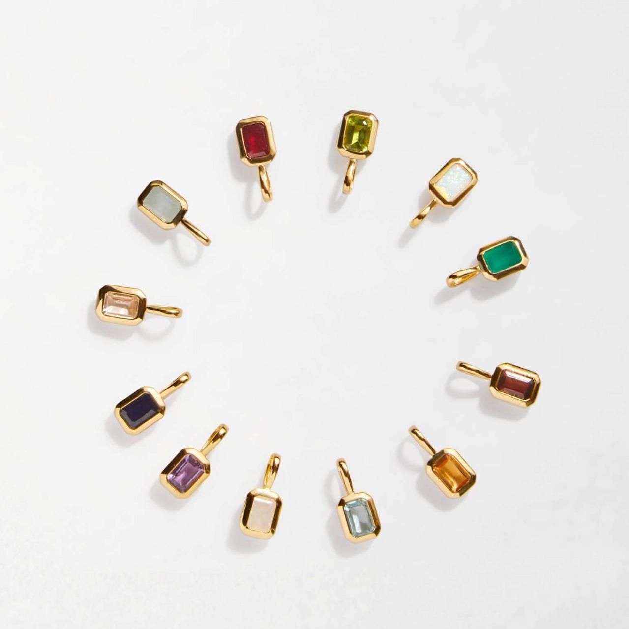 Titanium Steel Colorful 12 Birthstone Pendant DIY Accessories Necklace for Women Twelve Birthstone Cubic Colorful Zircon Pendant