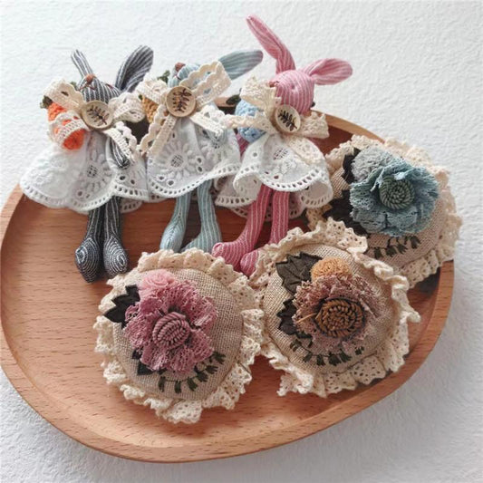 Spring Summer Fabric Flower Brooch Japanese Style Fresh DIY Small Pendant Cute Bag Animal Accessories Hair Clip Accessories