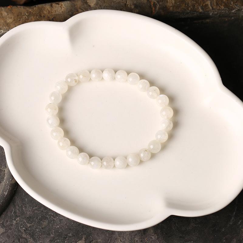 Brazilian Natural White Moonstone Bracelet Original DIY Single Circle Bracelet Female Moonstone Jewelry Jewelry Hand Accessories