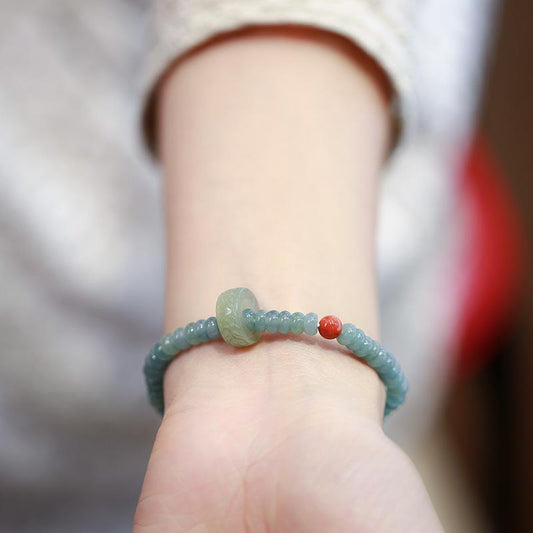 Blue Water Jade Abacus Bead Single Circle Bracelet Hetian Jade Running Ring Southern Red Accessories Hand Jewelry Fortune Lucky Bracelet