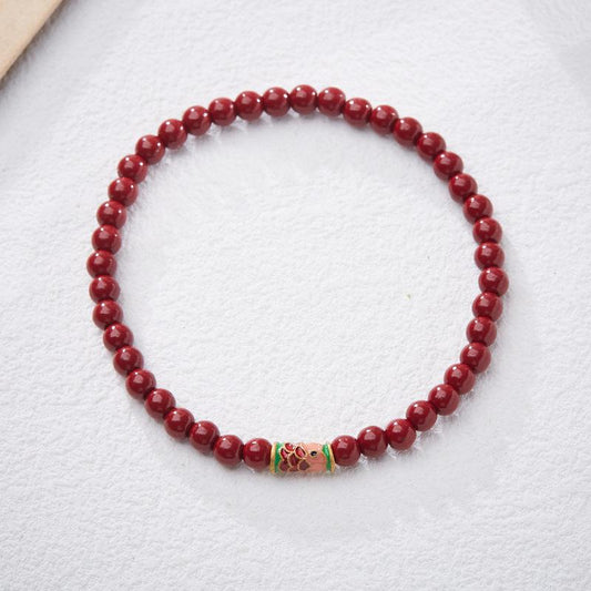 Xiangxi Natural Cinnabar Bracelet Good Luck Koi Purple Gold Sand Bracelet Zodiac Year Chen Sand Bracelet Gift