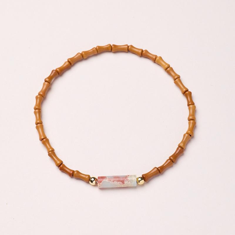 Temple Style Natural Olive Stone Bracelet New Chinese Style Bamboo Knot Bracelet Taoist Temple Souvenir Wholesale