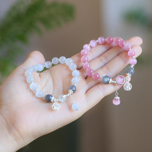 Cat's Eye Stone Bracelet for Women, Ins Niche Design, Simple Crystal Jewelry, Moonstone Bracelet, Best Friend Gift