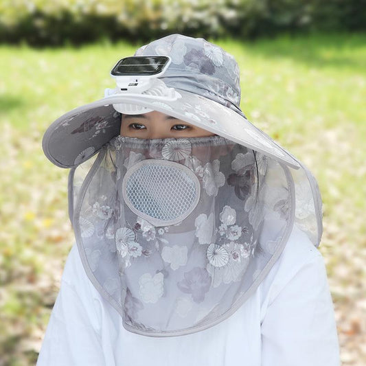 Suitable for Adults Summer Solar Digital Display Charging Fan Hat Wide Brim Greenhouse Work Farming Tea Picking Sunshade Sun Protection Hat