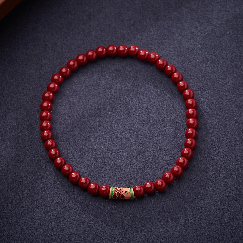 Xiangxi Natural Cinnabar Bracelet Good Luck Koi Purple Gold Sand Bracelet Zodiac Year Chen Sand Bracelet Gift