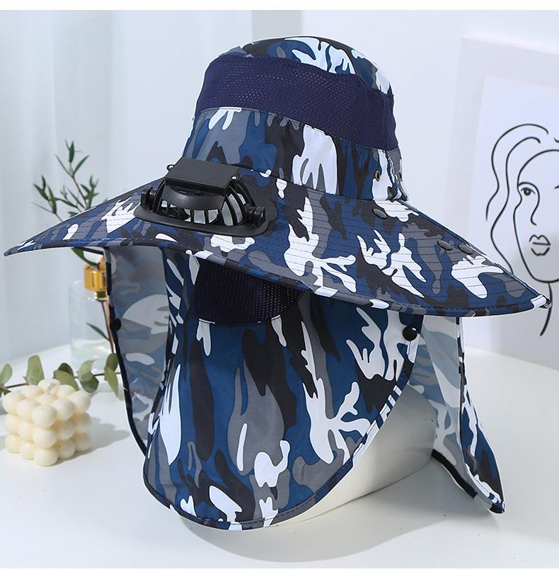 Men's Summer Wide Brim Dual Fan USB Rechargeable Fan Hat Adult Outdoor Sunshade Sun Protection Fishing Work Hat