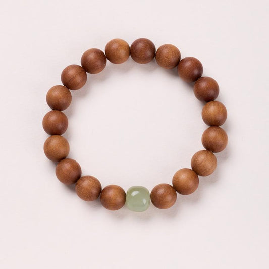 Temple Style Natural Milk Fragrance Barbie Sandalwood Bracelet Hetian Jade New Chinese Style High-end Sandalwood Bracelet