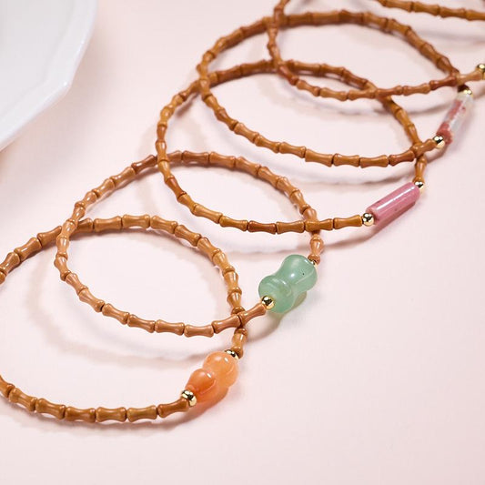 Temple Style Natural Olive Stone Bracelet New Chinese Style Bamboo Knot Bracelet Taoist Temple Souvenir Wholesale