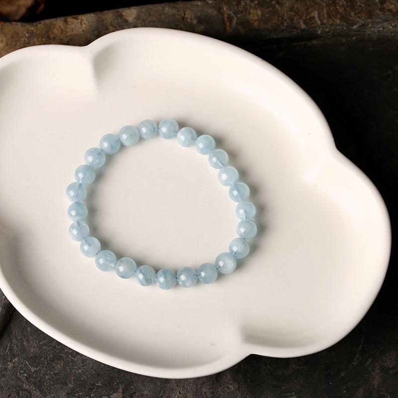 Jewelry Brazilian Natural Aquamarine Bracelet DIY Single Circle Bracelet Women's Happiness Gemstone