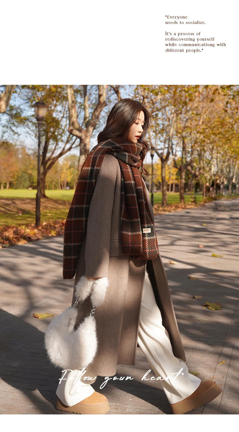 Autumn Winter Warm Scarf for Women British Christmas Plaid Red Scarf Retro Versatile Couple Shawl Neck Warmer