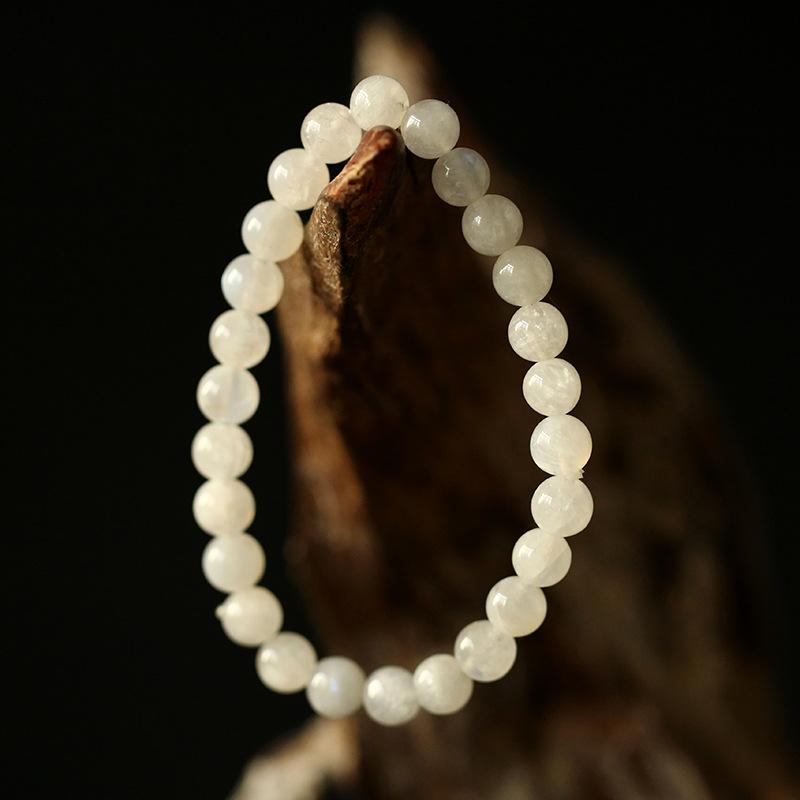Brazilian Natural White Moonstone Bracelet Original DIY Single Circle Bracelet Female Moonstone Jewelry Jewelry Hand Accessories