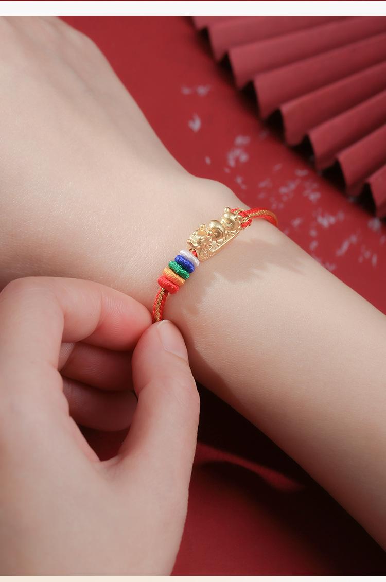 Dragon Knot Three-in-One Zodiac Bracelet Dragon Rat Monkey Birth Year Wear 2024 New S999 Silver Lucky Peace Auspicious Bracelet