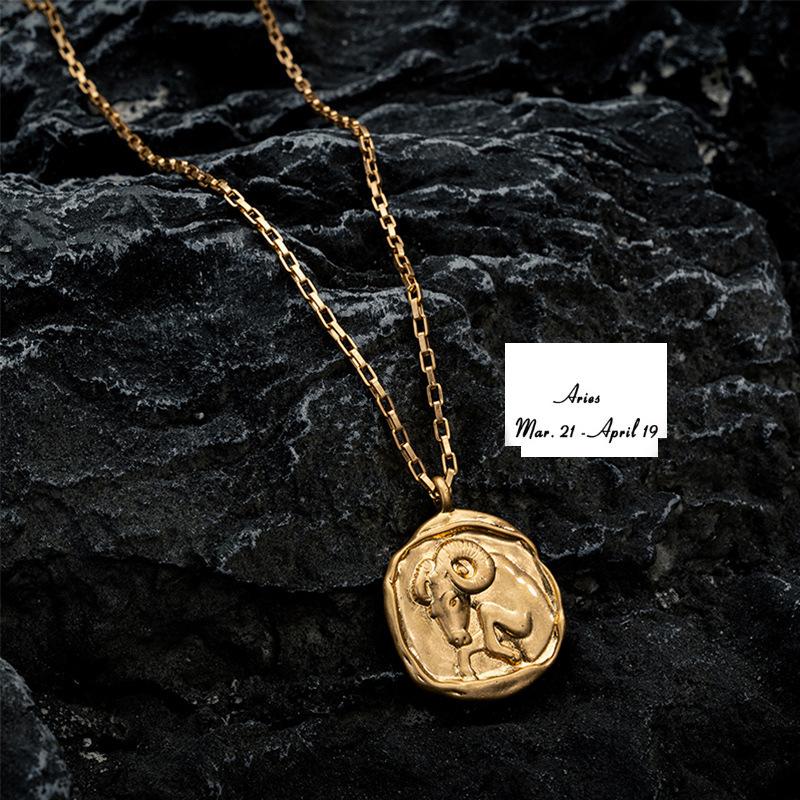 Twelve Constellation Pendant Necklace Furnace Vacuum Electroplating 18k Gold 12 Constellations
