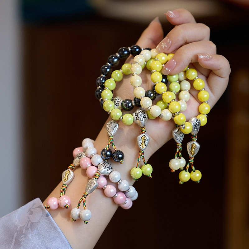 2025 Year of the Snake Yongxiang Ash Glaze Bracelet Ash Porcelain Vajra Glaze Bracelet Temple Blessing Gift