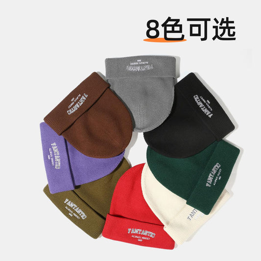 Autumn Winter Knitted Hat for Women Korean Version Large Head Circumference Fashionable Cold Hat for Men Trendy Woolen Hat Couple Matching Style