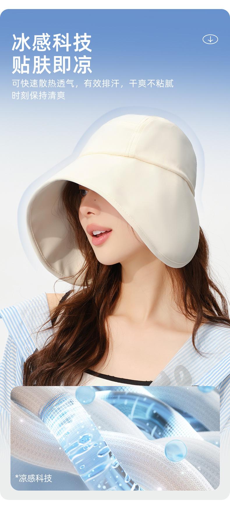 Spring and Summer Sun Protection Hat for Women, Ice Silk Cool Sun Hat, UV Protection, Fashionable Wide Brim Casual Hat