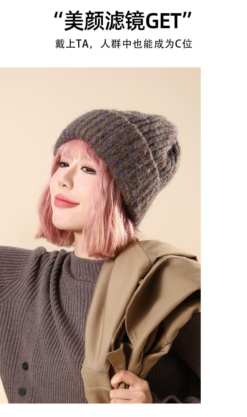 Autumn Winter Knitted Hat for Women Korean Fashion Slouchy Beanie Large Head Circumference Warm Knitted Hat Trendy Cold Hat