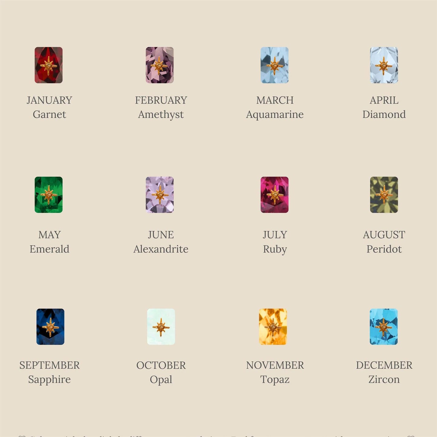 Titanium Steel High Color Retention European and American New North Star Birthstones Necklace 12 Birthday Crystal XINGX Clavicle Pendant Necklace