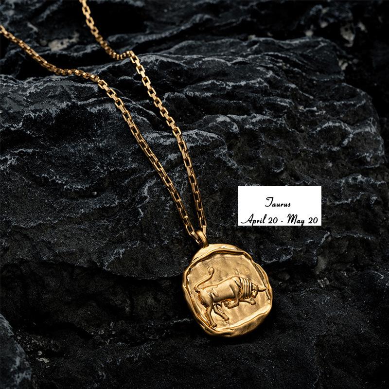 Twelve Constellation Pendant Necklace Furnace Vacuum Electroplating 18k Gold 12 Constellations