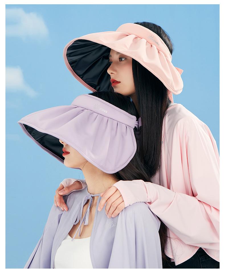 Spring and Summer Sun Hat Women's Big Brim Foldable Shell-like Bonnet Ice Silk Anti-Bacteria UV Protection Topless Hat