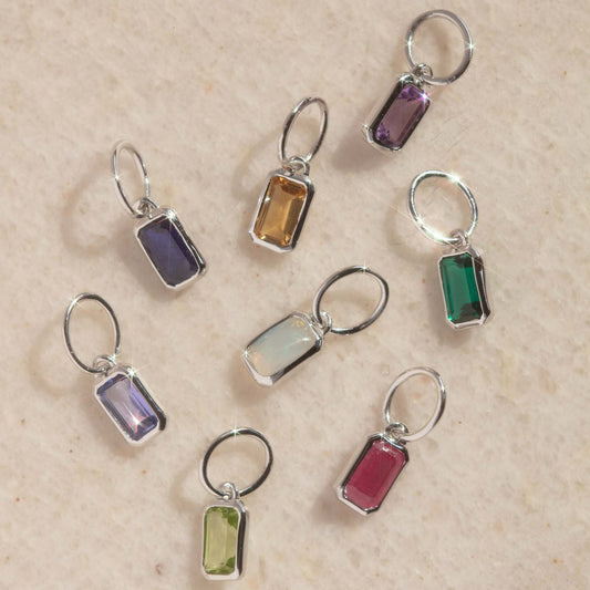 Stainless Steel 12 Birthstone Pendant DIY Accessories Necklace Twelve Birthstone Cubic Colorful Zircon Pendant Color Retention