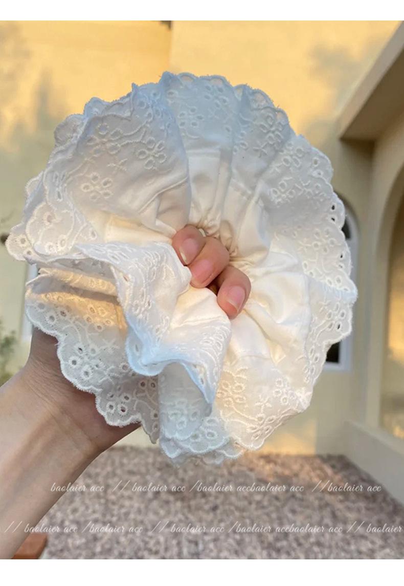Gray Flower~ Extra Large Lace Scrunchie High-End Feel Large Scrunchie Women's Hair Tie Hair Accessory Korean Hair Ornament