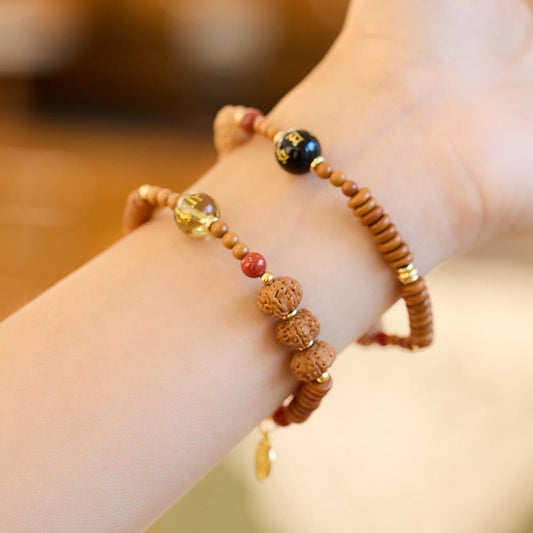 Original Rudraksha Bracelet Olivine Tea Crystal Agate Crystal Couple Bracelet