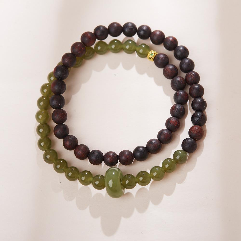 Natural Hainan Descending True Bracelet Hetian Jade Double Layer Bracelet Taoist Temple Incense Chicken Bone Incense Myanmar Descending True Incense